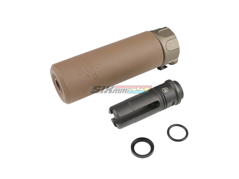 Airsoft Artisan] SF STYLE 5 inch silencer + 4 Prong Flash Hider[DE