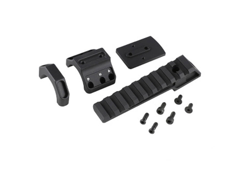 [Airsoft Artisan] BO Style One Accessory Ring Cap with Rail / RMR Adapter [BLK].