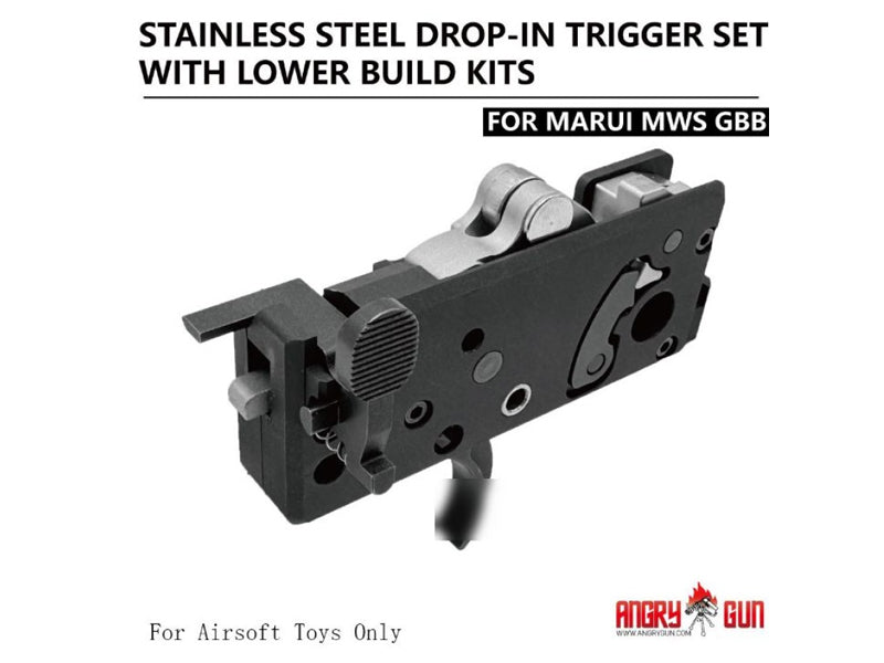 [Angry Gun] Stainless Steel Drop-in Trigger Set Lower Build Kits [For Marui MWS GBB Series][SSF]