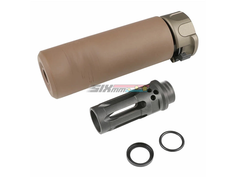 [Airsoft Artisan] SF Style 127mm Socom Silencer W/ 4 Prong Flash Hider[DE]