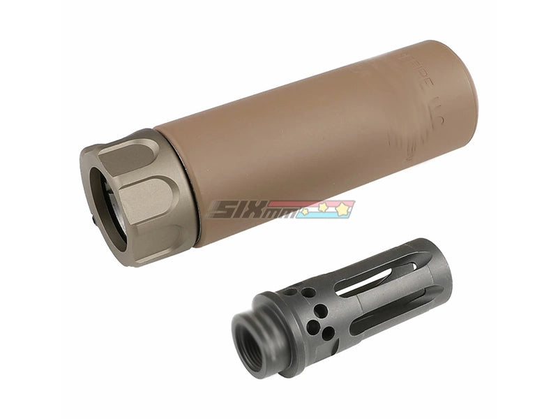 [Airsoft Artisan] SF Style 127mm Socom Silencer W/ 4 Prong Flash Hider[DE]