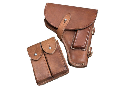 [Idiot Tailor] Genuine COW Leather Waist Holster W/ 2 Slots Magazine Pouch[For PPK / Makarov GBB Series]