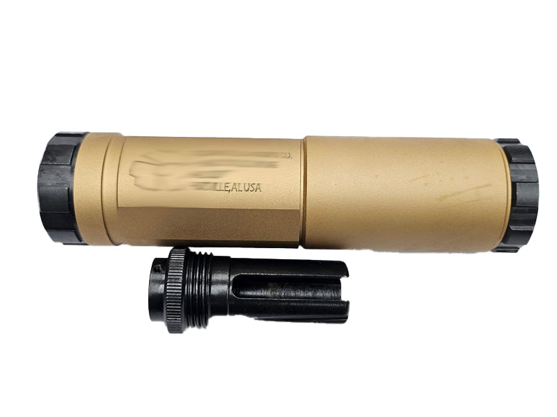[MadDog] AC Style Halcyon 22 Airsot Dummy Silencer W/ QD Flash HIder[FDE]