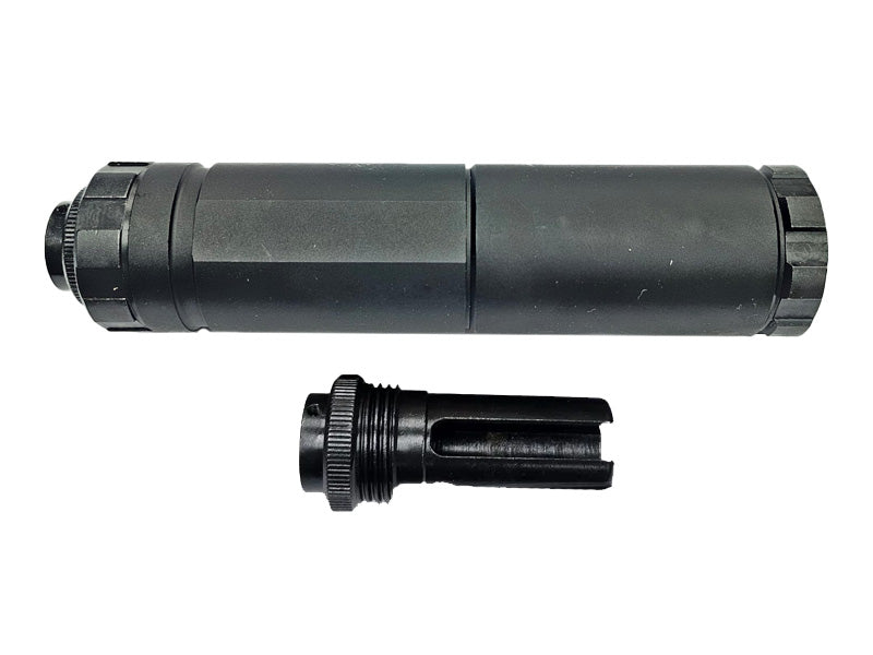 [MadDog] AC Style Halcyon 22 Airsot Dummy Silencer W/ QD Flash HIder[BLK]