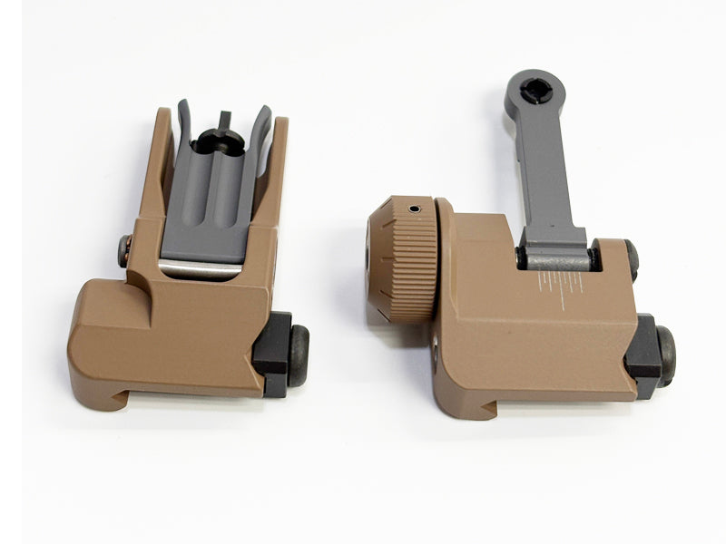 [MadDog] KAC Style 300M Metal Front and Rear Sight Set[Deluxe Ver.][For MK18 MOD 1 AEG/GBB Serie][Tan]