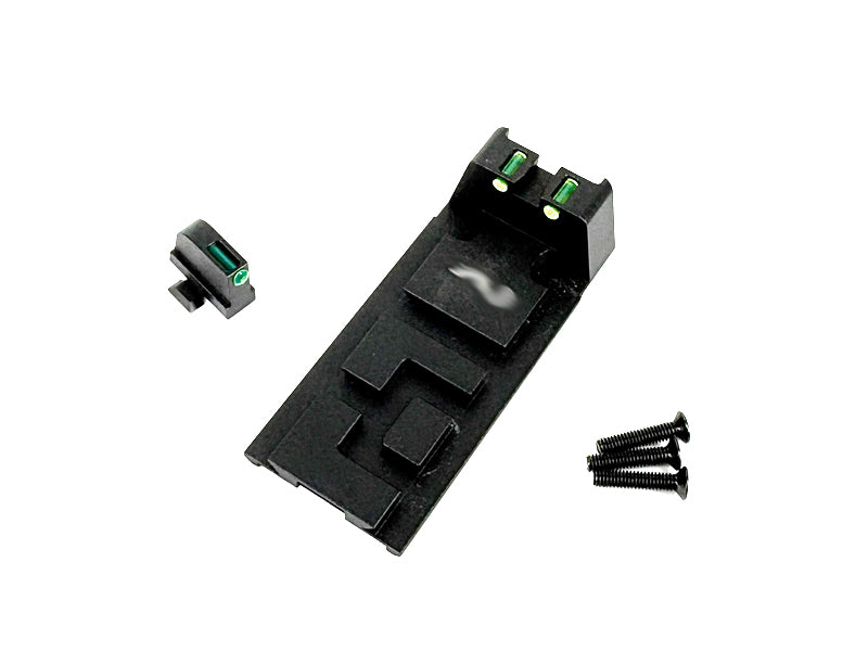 [GG] Airsoft Fiber Front & Rear Sight Set  ACRO P2 Reddot Mount Base[For VFC M17 / M18 GBB Series][Green Fiber]