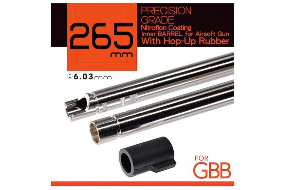 [Unicorn] Airsoft Inner Barrel GBB (6.03mm, L:265mm, Nitroflon Coated Brass) w/60 Degree Hop Up Bucking