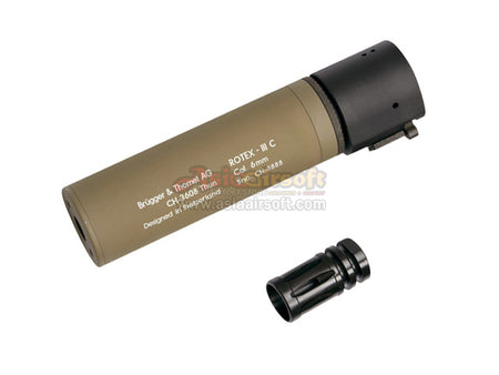 [ASG] ROTEX - III C Barrel Extension Tube and Flash Hider[160mm][-14mm CCW][DE][Licensed by B&T]