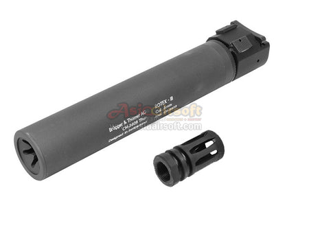 [ASG] ROTEX - III C Barrel Extension Tube and Flash Hider[225mm][-14mm CCW][Grey][Licensed by B&T]