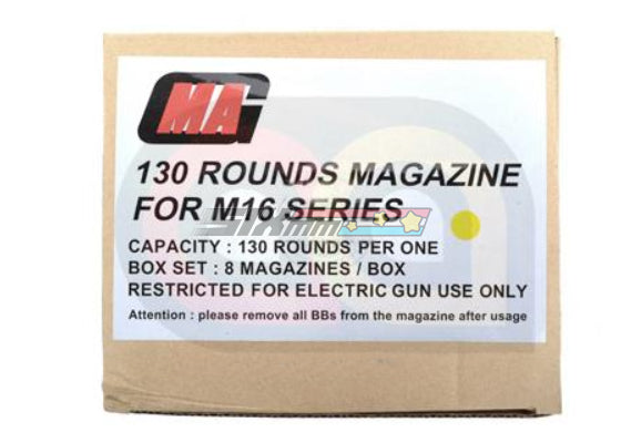 [MAG] Plastic Magazine Box Set[For Tokyo Marui M4 AEG Series][130rds][8pcs/Set][sand]
