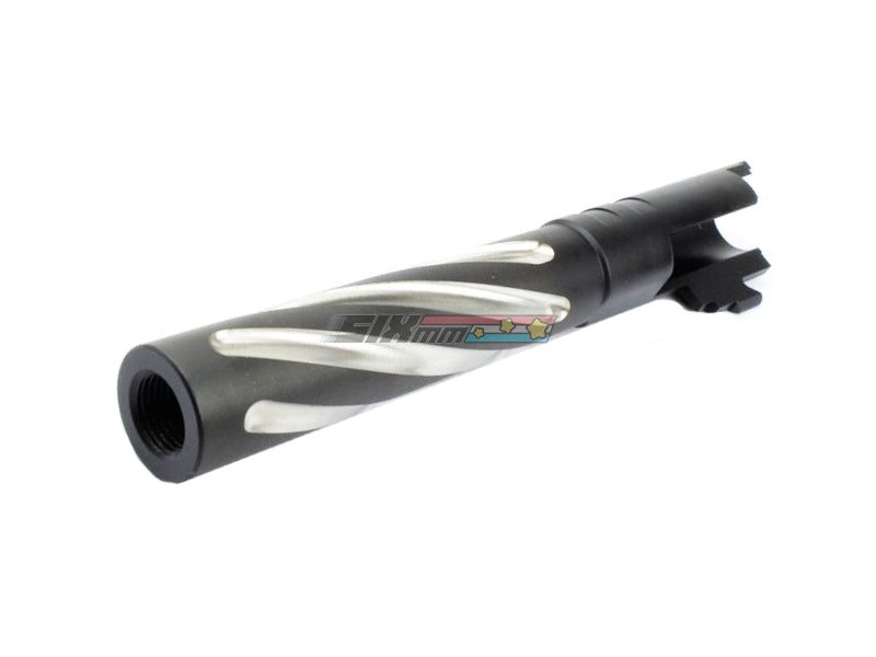 [5KU] Tornado 5 Inch Stainless Steel Threaded Outer Barrel[For Tokyo Marui Hi-Capa 5.1 GBB][BLK]