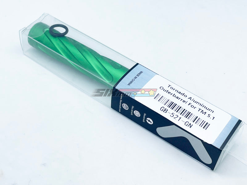 [5KU]Tornado 5 Inch Aluminium Threaded Outer Barrel [For Tokyo Marui Hi-Capa 5.1 GBB][Bright Green]
