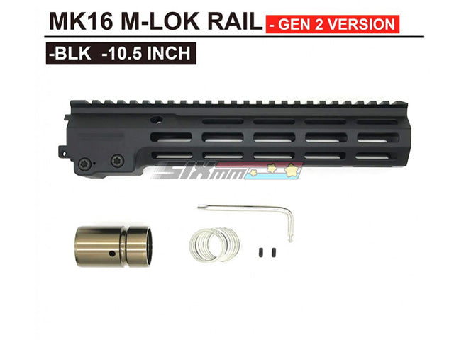 [Angry Gun] Aluminum MK16 M-Lok 10.5 inch Rail [Gen 2] for AEG / GBB / PTW [Sopmod Block III] [BLK] 