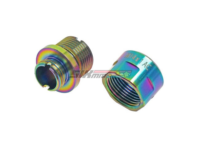  [COWCOW Technology] A01 Stainless Steel Silencer Adapter[11mm CW to 14mm CCW][Rainbow]