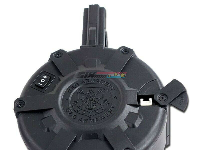 [G&G] 2300rds Auto Winding Drum Magazine [For M4  M16 Series Airsoft AEG Rifle][BLK]