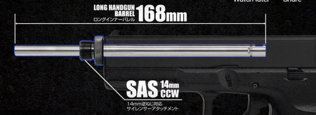 [Nine Ball] 6.03mm Long Precision Barrel with 14mm CCW Adapter [or Tokyo Marui Based G18C AEP[168mm]
