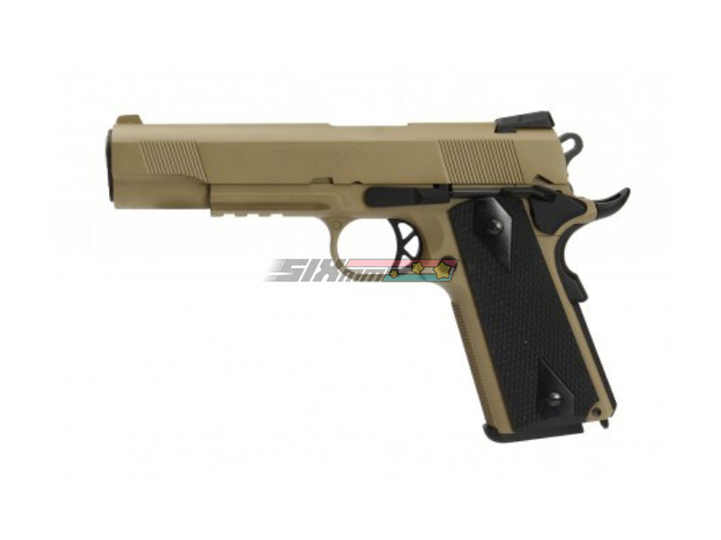 [WE-TECH] 1911 Tac Full Metal GBB Pistol[W/ Railed Ver.][Tan]