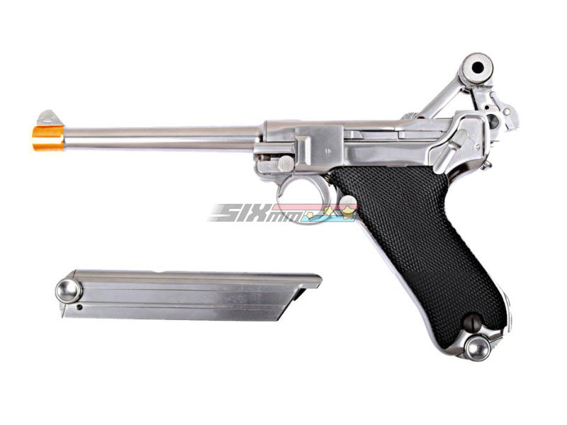 [WE-TECH] FULL METAL LUGER P08 6INCH GBB PISTOL [BLK][Medium Ver.]