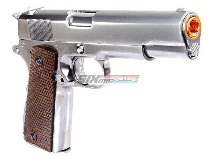 WE-Tech] 1911 US Government Full Metal GBB Pistol[Silver W/ Brown