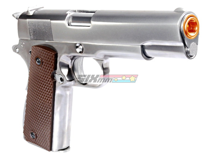 [WE-Tech] 1911 US Government Full Metal GBB Pistol[Silver W Brown Grip][SV]