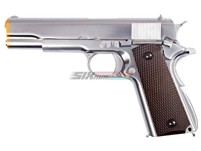 [WE-Tech] 1911 US Government Full Metal GBB Pistol[Silver W Brown Grip][SV]