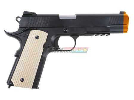 [WE-Tech] Full Metal 1911 Kimber Airsoft GBB Pistol W White Grip[W Railed][BLK]