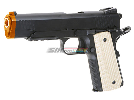 [WE-Tech] Full Metal 1911 Kimber Airsoft GBB Pistol W White Grip[W Railed][BLK]