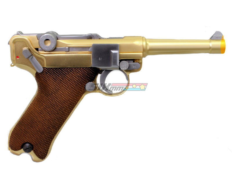 [WE-Tech] Full Metal Luger P08 4 inch Gold GBB Pistol [Gold]
