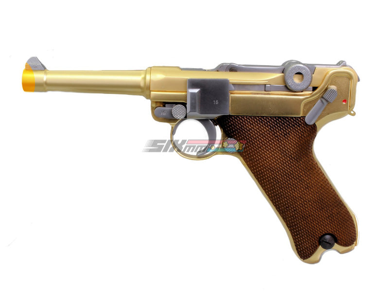 [WE-Tech] Full Metal Luger P08 4 inch Gold GBB Pistol [Gold]