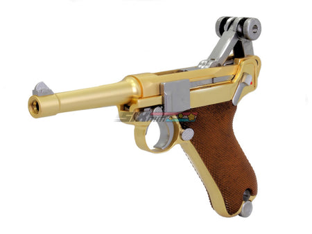 [WE-Tech] Full Metal Luger P08 4 inch Gold GBB Pistol [Gold]