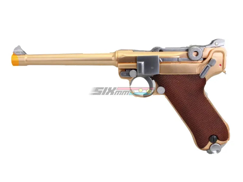 [WE-Tech] Full Metal Luger P08 6inch GBB Pistol [Gold] [Medium Ver.]